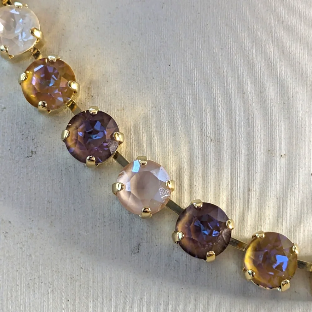 Creamy & Coffee Latte Austrian Crystals in Pastel Tennis Necklace in Gold Plated - Picture 5 of 8